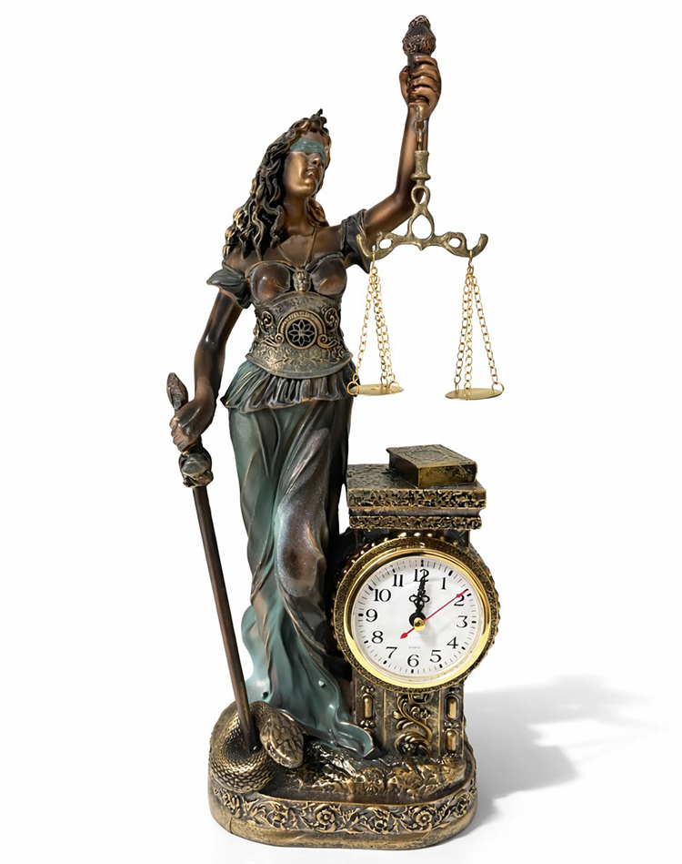 Polyester Saatli Adalet Figuru