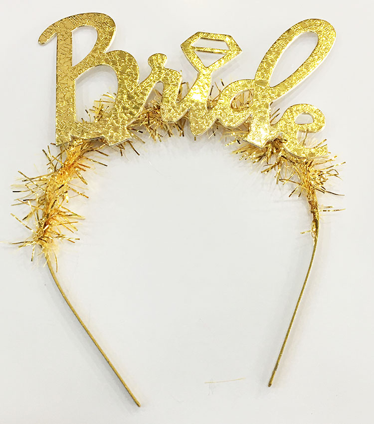 Parti Altin Renk Bekarliga Veda Italik Yazi Alyansli Bride Tac