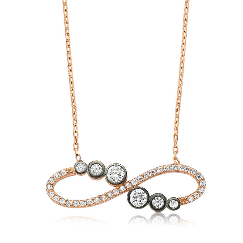 925 Ayar Gumus Su Yolu Sonsuzluk Kadin Gumus Kolye