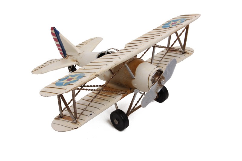 Dekoratif Metal Ucak Cift Kanatli