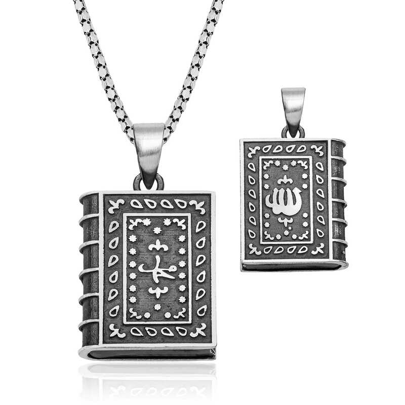 Gumus Kare Ici Acilabilen Allah Muskalik Kolye