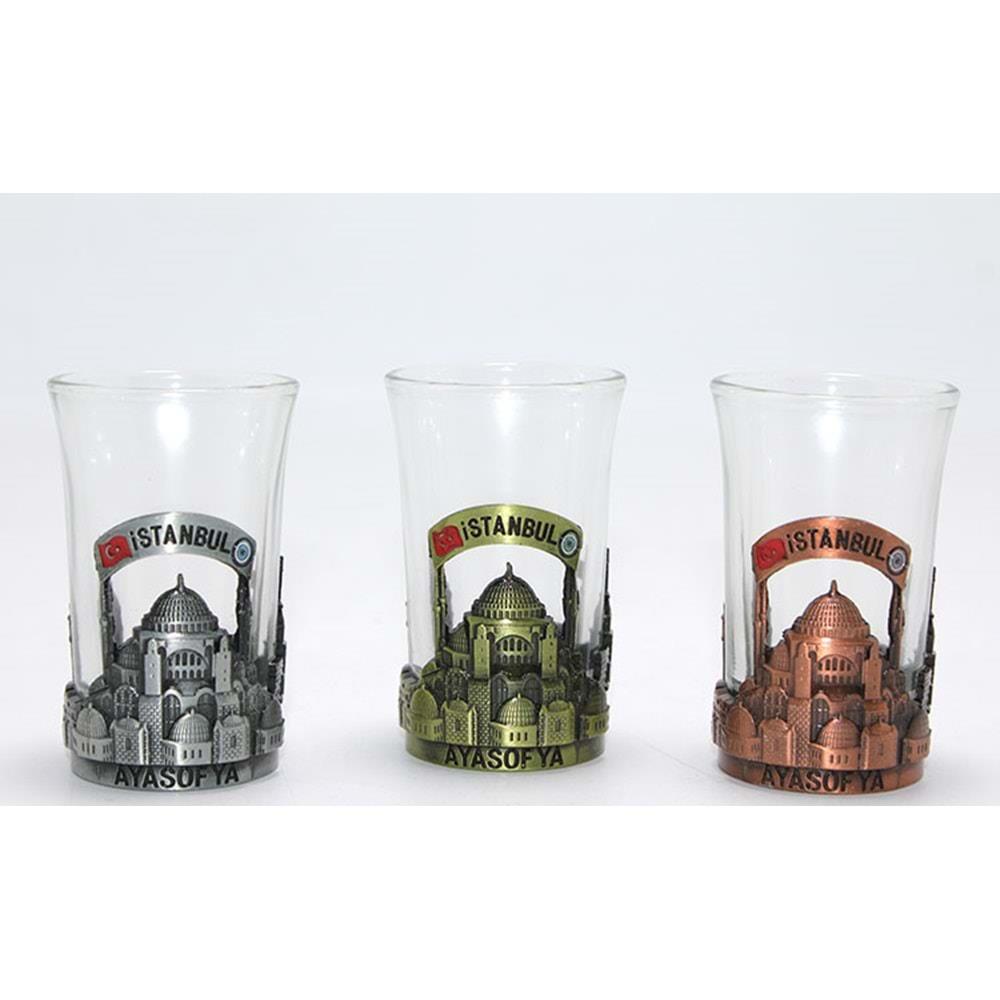 Tekli Metal Cam Bardakli Shot Bardak