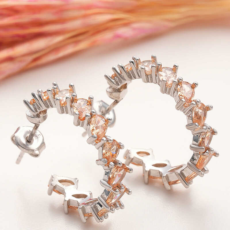 Gumus Kahverengi Tasli Damla Civili Kadin Kupe