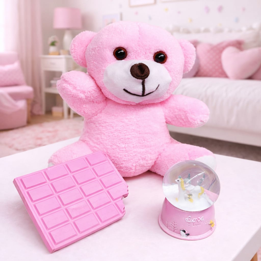 Pembe Pelus Ayicik Kar Kuresi Ve Pembe Cikolata Not Defteri