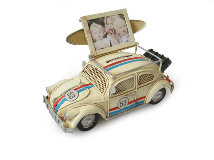 Dekoratif Metal Araba Cerceveli ve Kumbarali Vosvos Hediyelik