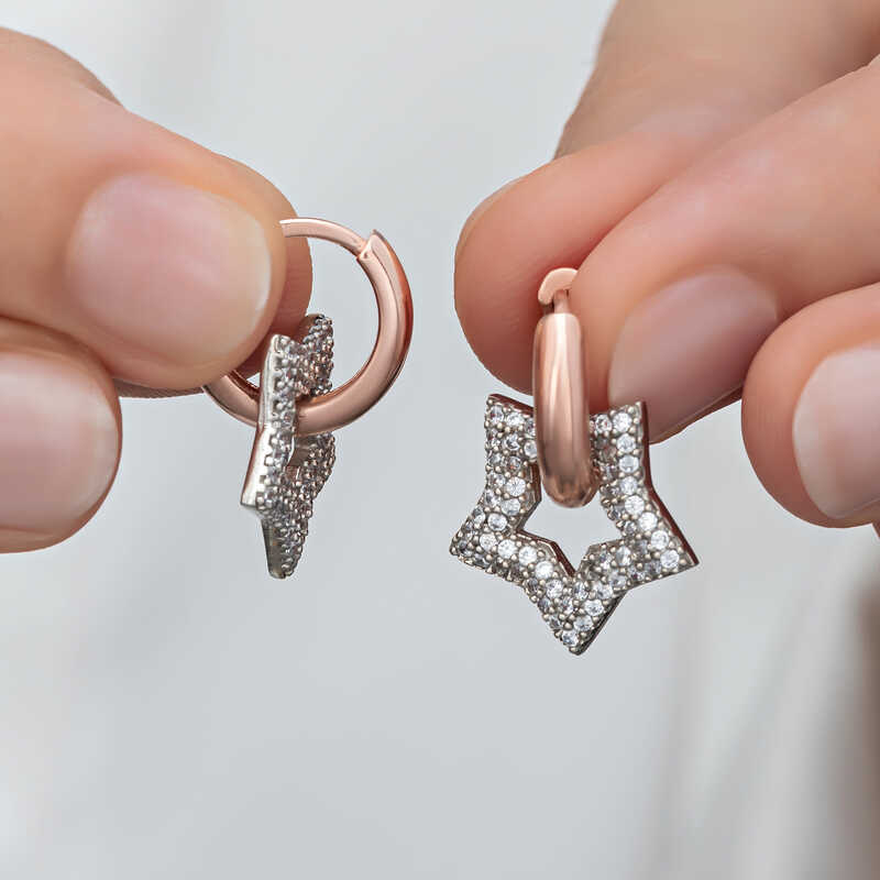 Gumus Rose Sallantili Yildiz Kadin Kupe