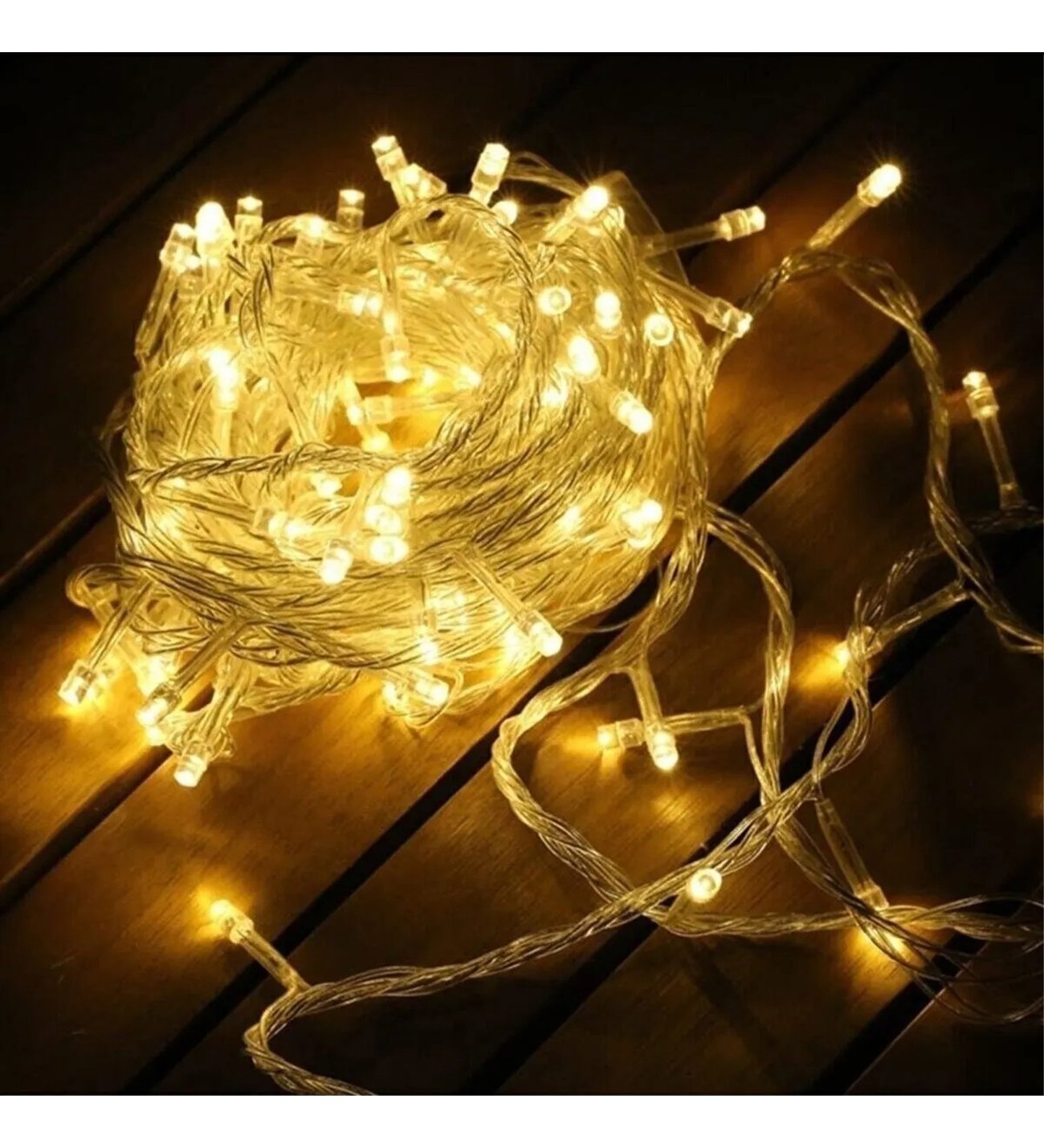 Yilbasi Aydinlatmasi 100 LED Perde Hortum Sicak Beyaz Isik - 10 Metre Dekoratif Seffaf Kablolu Sus