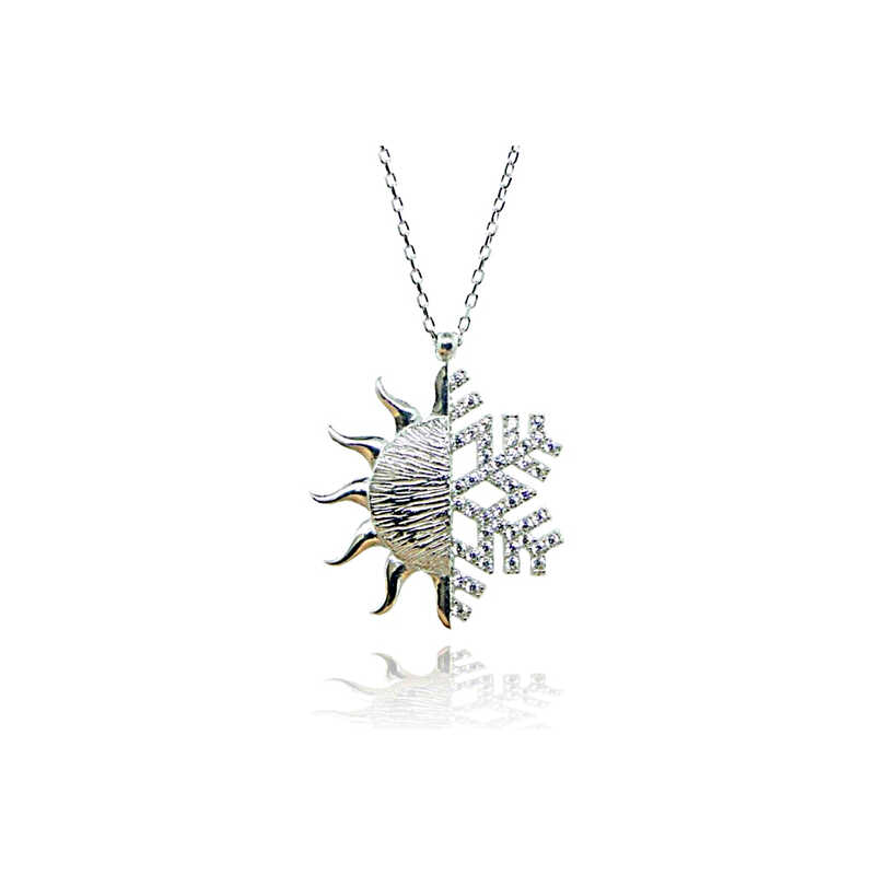 925 Ayar Gumus Gunes Kartanesi Kadin Gumus Kolye