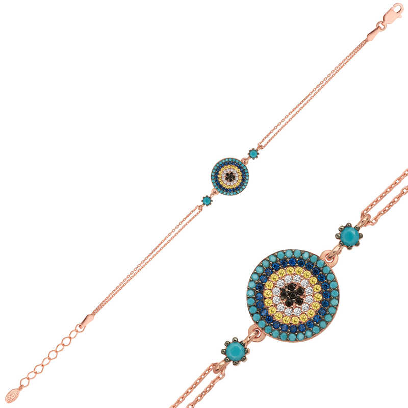 925 Ayar Gumus Rose Nazar Bileklik