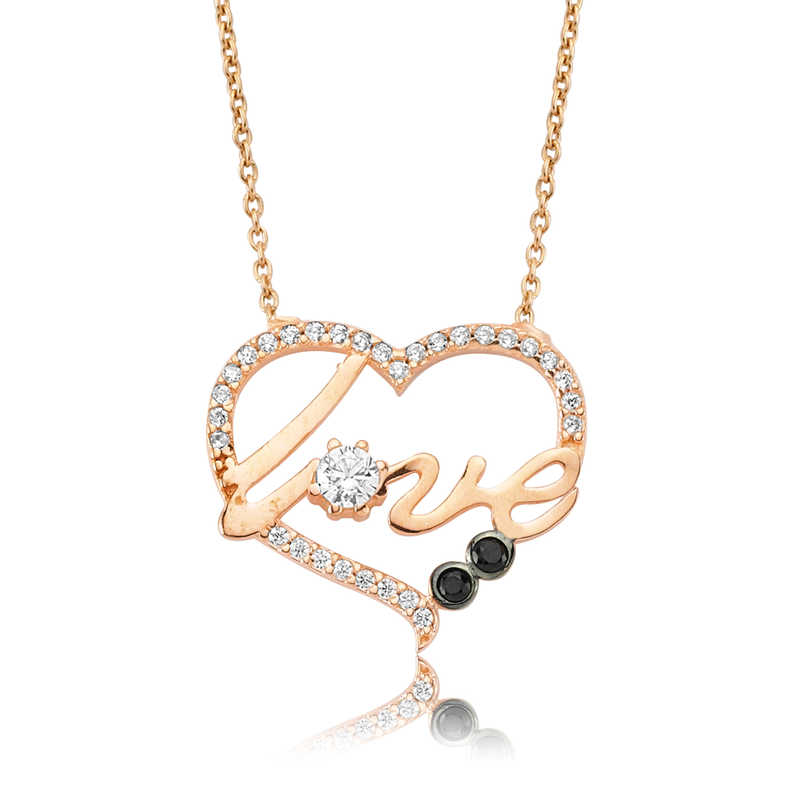 925 Ayar Gumus Kalp Love Kadin Gumus Kolye