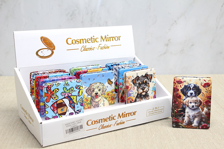 Sevimli Kopek Tasarimiyla Tas Islemeli Ince El Aynasi Dikdortgen