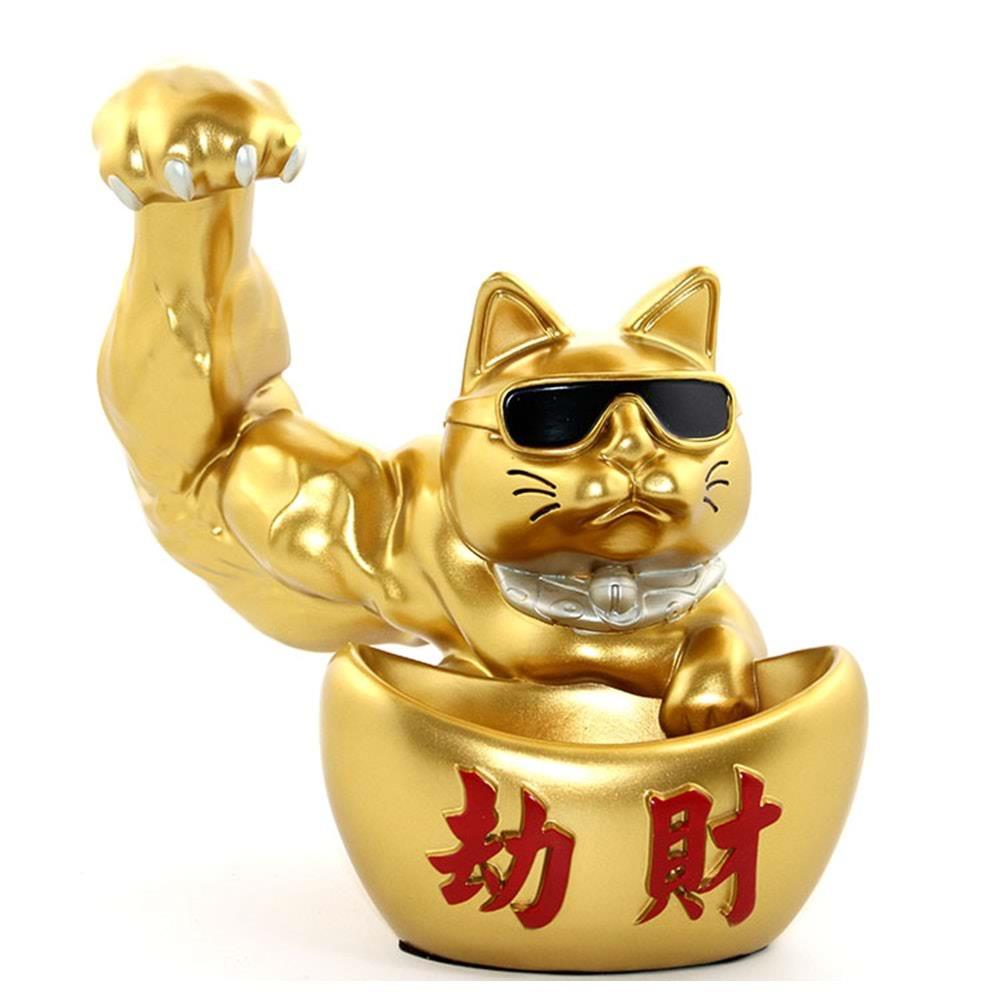 Polyester Sansli Kedi Figuru Dekoratif Hediyelik