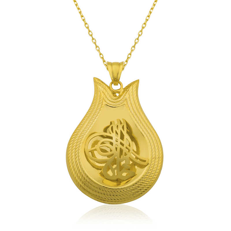 925 Ayar Gumus Sari Tugra Kadin Gumus Kolye