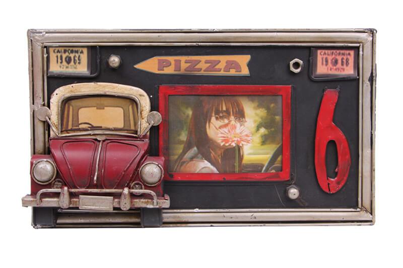 Dekoratif Metal Cerceve Araba Dekorlu Ev Ofis Hediyelik