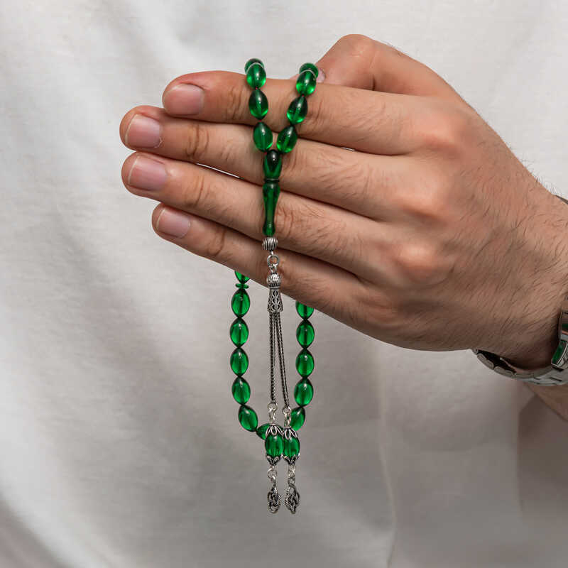 Gumus Puskullu Sikma Kehribar Tesbih