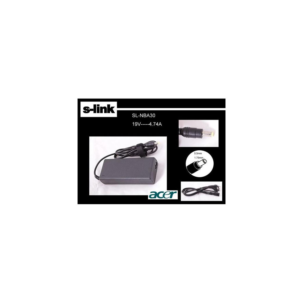 S-LINK SL-NBA30, 19V, 4.74A, 5.5x1.75, Notebook Adaptoru