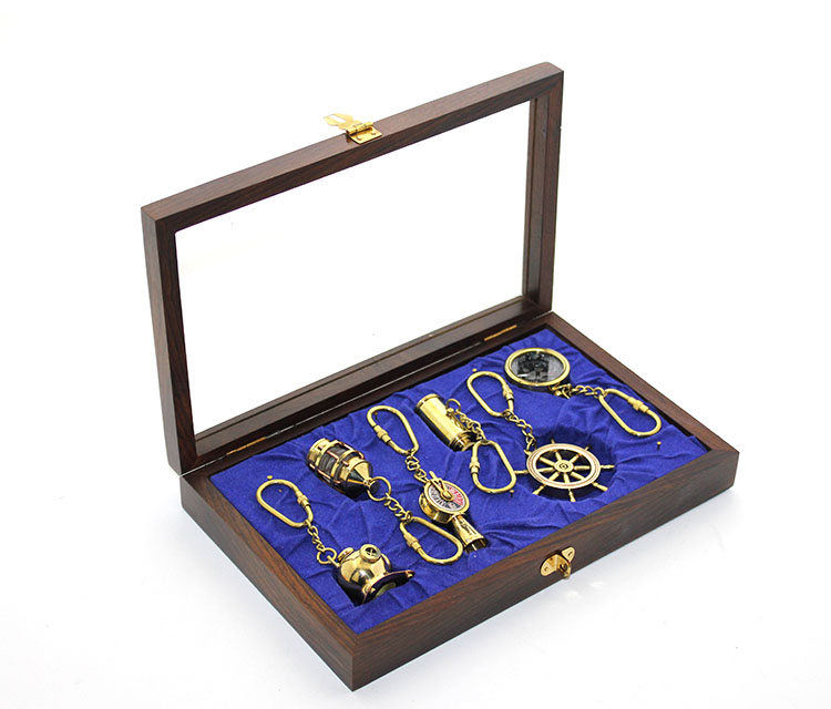 Ahsap Kutulu Pirinc 6'Li Anahtarlik Seti