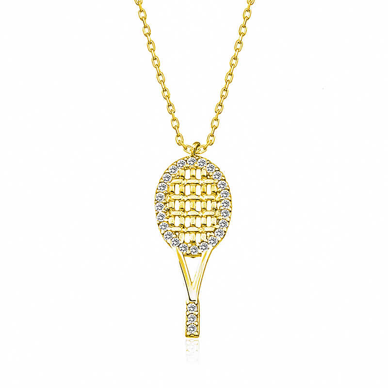 925 Ayar Gumus Tenis Raketi Kadin Gumus Kolye