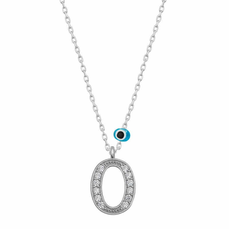 925 Ayar Gumus Nazar Rodyum O Harfi Kadin Gumus Kolye