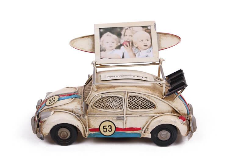 Dekoratif Metal Araba Cerceveli ve Kumbarali Hediyelik