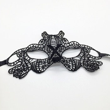 Siyah Renk Dantel Kesim Dantel Islemeli Balo Parti Maskesi 11 No