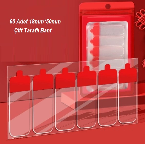60 Parca Kolay Acilir Guclu Cift Tarafli Bant 18mm*50mm