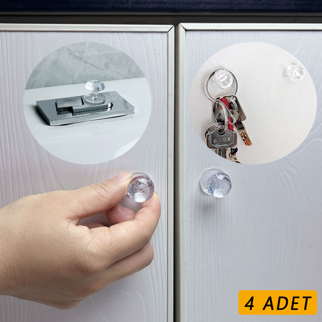4 Adet Kristal Tasarimli Cok Amacli Yapiskanli Tutacak Buton