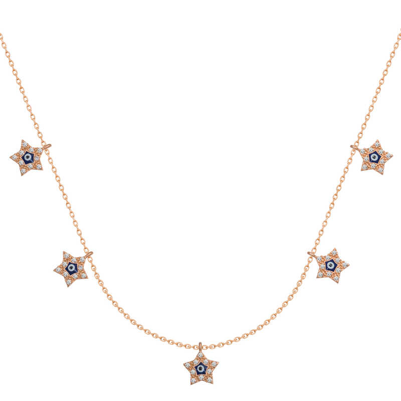 925 Ayar Gumus Yildiz Nazarli Sans Kadin Gumus Kolye