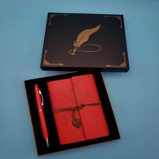 Defter Kalem Kirmizi Renk Dekoratif Hediyelik
