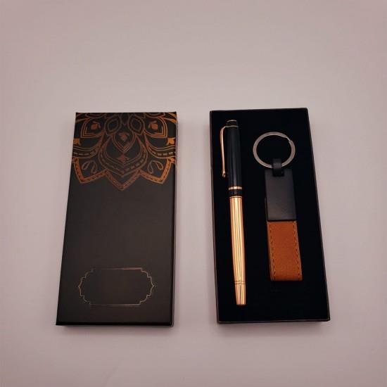 Deri Anahtarlik Bakir Roller Kalem Seti Dekoratif Hediyelik