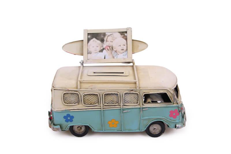 Dekoratif Metal Minibus Cerceveli ve Kumbarali Hediyelik