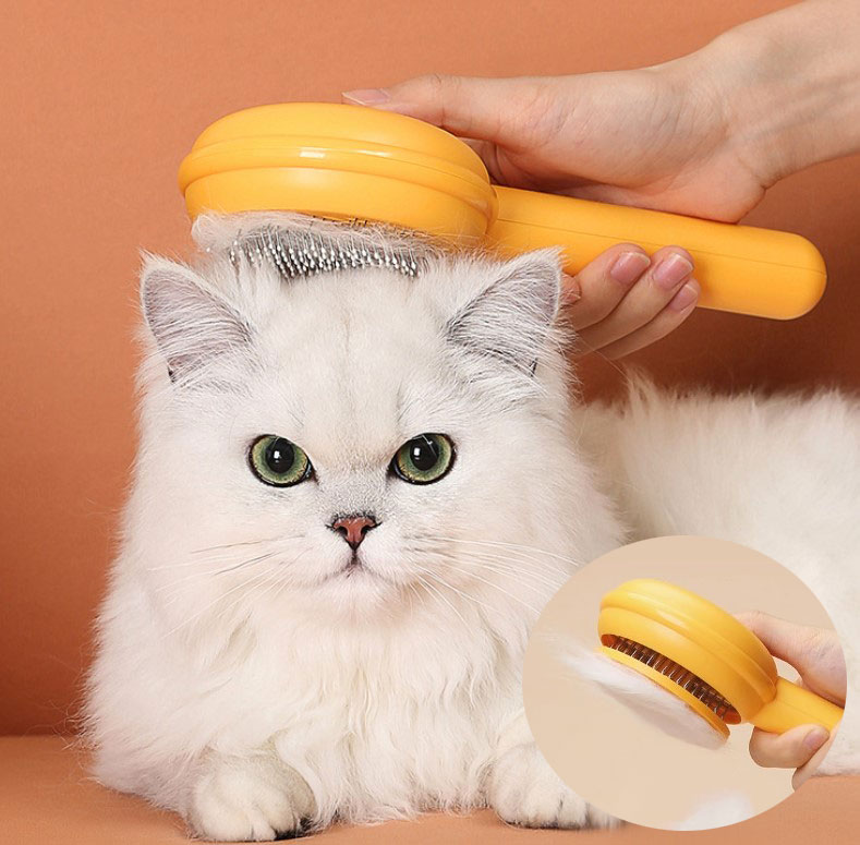 Hamburger Sekilli Otomatik Temizlenen Evcil Hayvan Fircasi