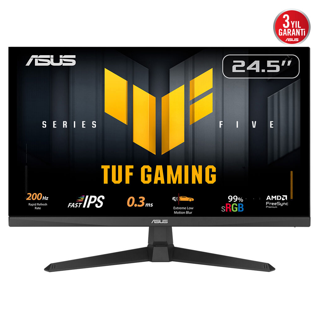 ASUS TUF GAMING VG259Q5A 24,5" 0.3ms, 200Hz, Full HD, DP, 2xHDMI, Hoparlor, IPS Panel, ELMB Sync Premium, GAMING Monitor