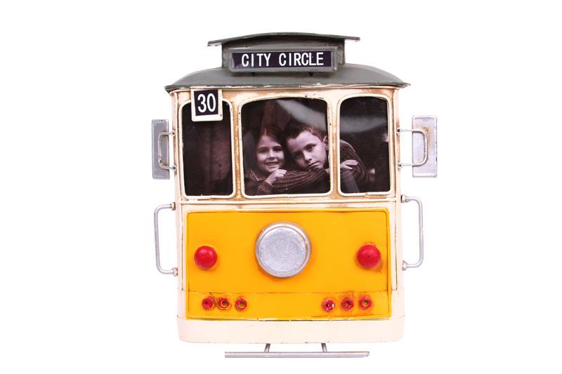 Dekoratif Metal Cerceve Tramvay Temali Vintage Hediyelik