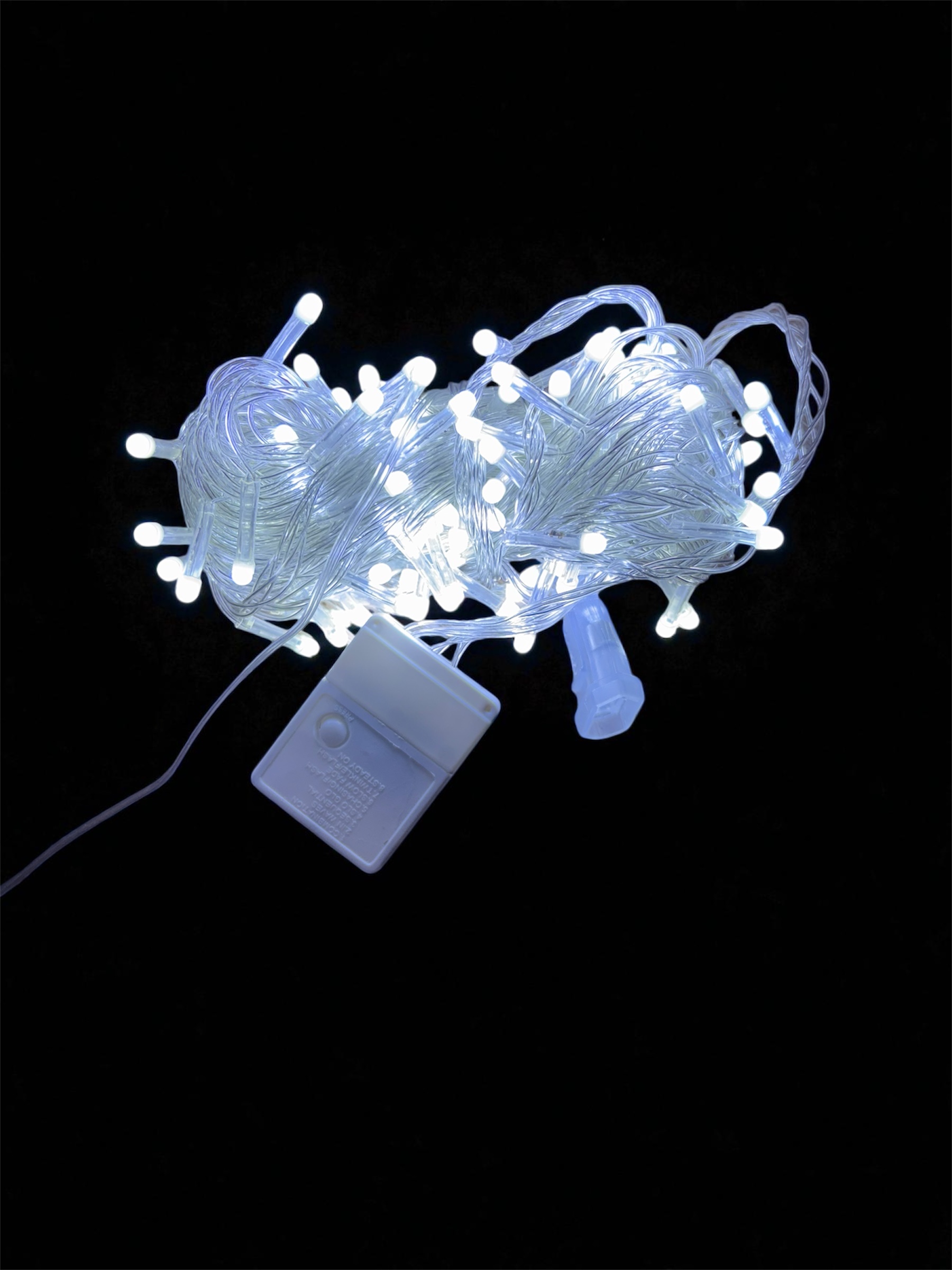 10m 100 Led Damla Uclu Beyaz Isik Seffaf Kablo