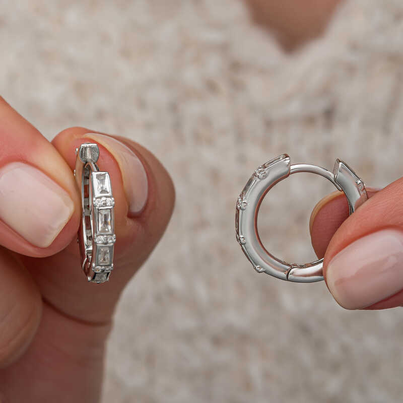 Gumus Baget Tasli Halka Kadin Kupe