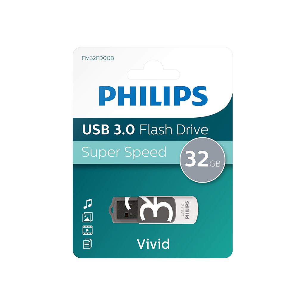 PHILIPS FM32FD00B, 32GB, USB 3.0, Vivid, Golge Grisi, Flash Disk