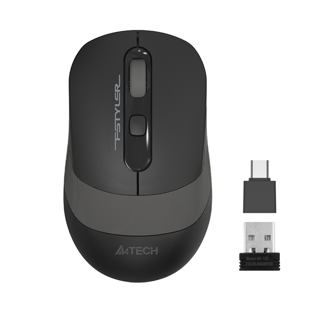 A4 TECH FG10CS AIR2, Grey, SILENT, FSTYLER, 2,4Ghz Kablosuz, USB-C den sarj edilebilir, Optik Mouse, 10-15Metre, 4 Buton, Nano Alici