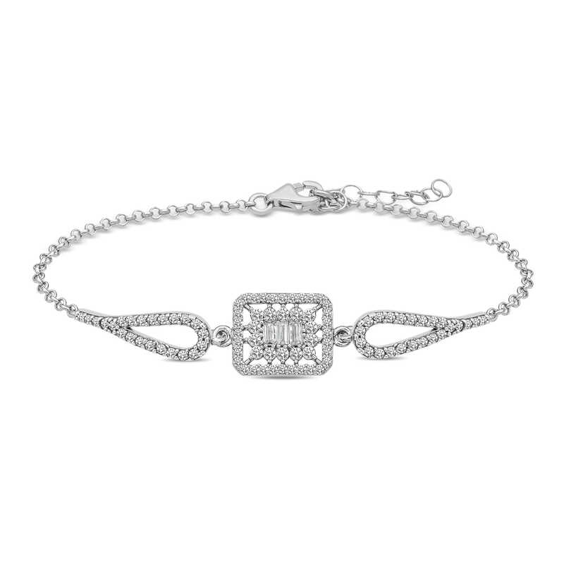 925 Ayar Gumus Baget Tasli Bileklik