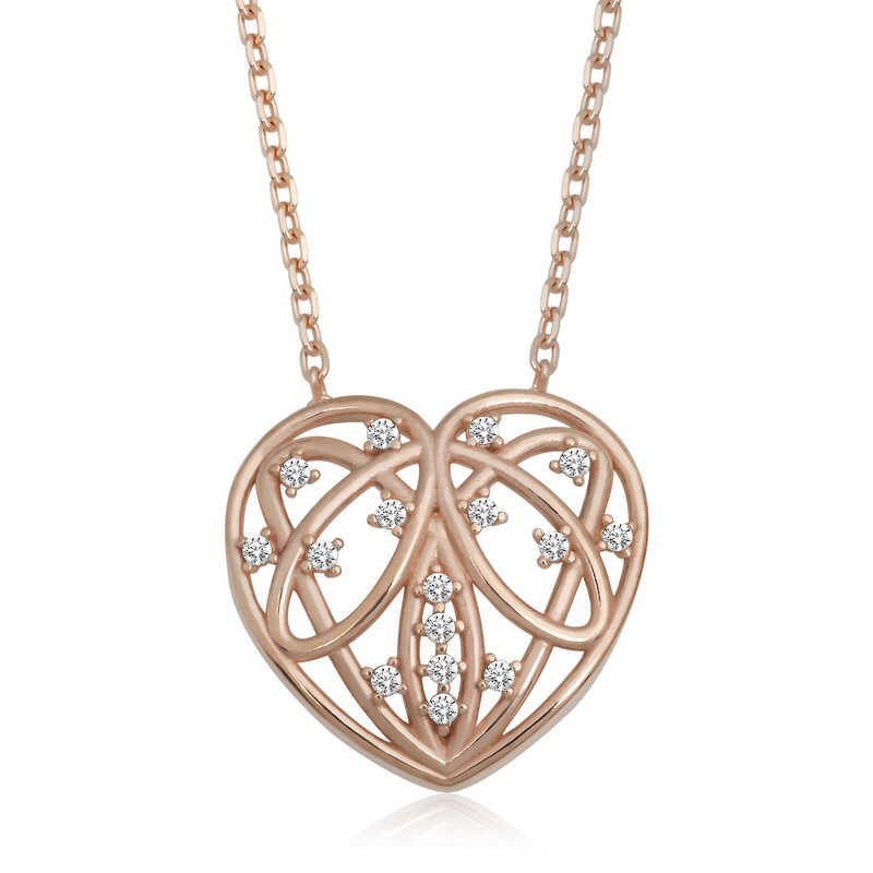 925 Ayar Gumus Bombeli Kalp Kadin Gumus Kolye