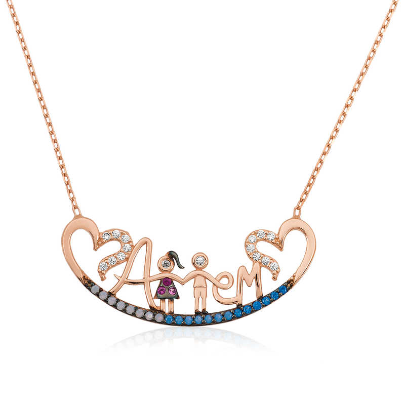 925 Ayar Gumus Annem Yazili Kadin Gumus Kolye