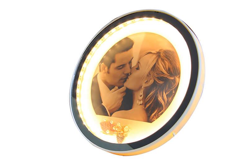 Ayna Led li Cerceve Led Isikli Yuvarlak Fotograf Cercevesi