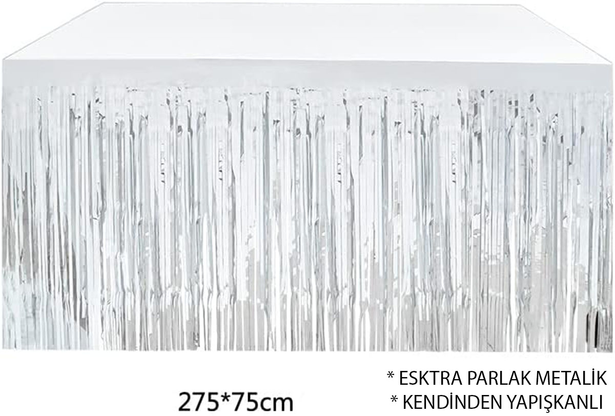 Gumus Metalize Masa Etegi 275x75 cm – Kendinden Yapiskanli