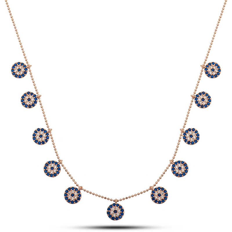 925 Ayar Gumus Rose Nazarli Sans Kadin Kolye