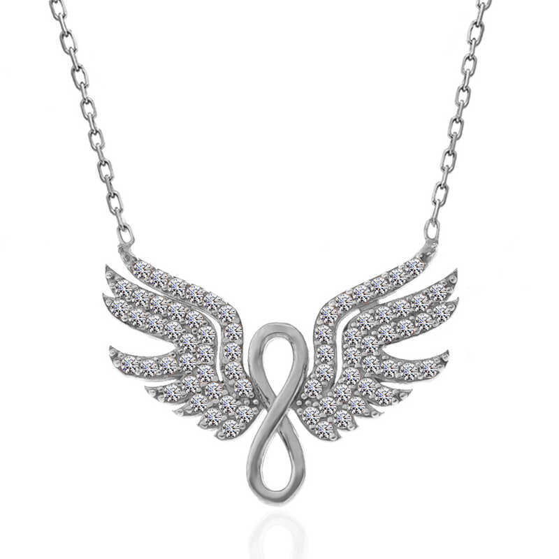 925 Ayar Gumus Melek Kanadi Sonsuzluk Kadin Kolye