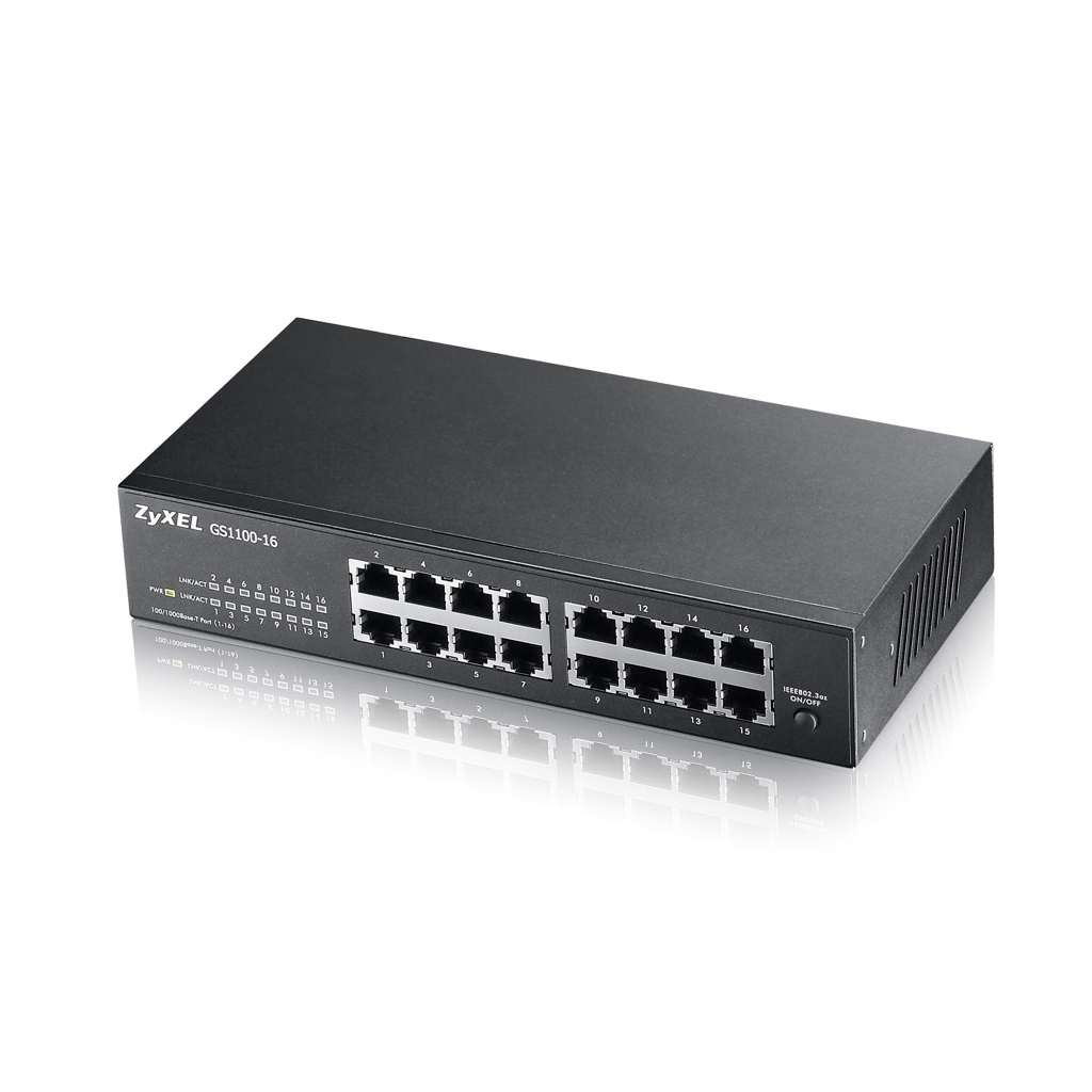 ZyXEL GS1100-16 V3, 16 Port, GigaBit, Yonetilemez, Masaustu Switch