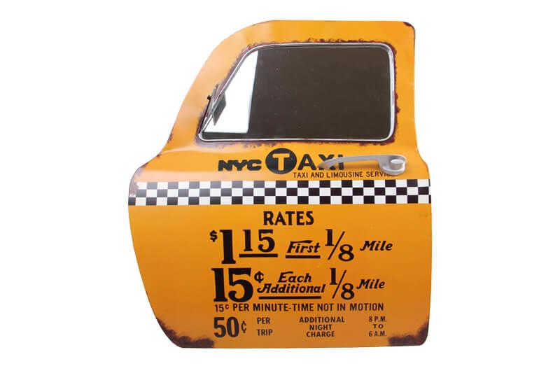 Dekoratif Newyork Taxi Temali Sari Araba Kapisi Ayna