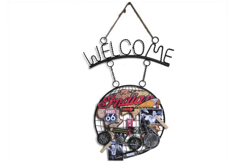 Dekoratif Metal Kapi Welcome Motosiklet Dekorlu Hediyelik