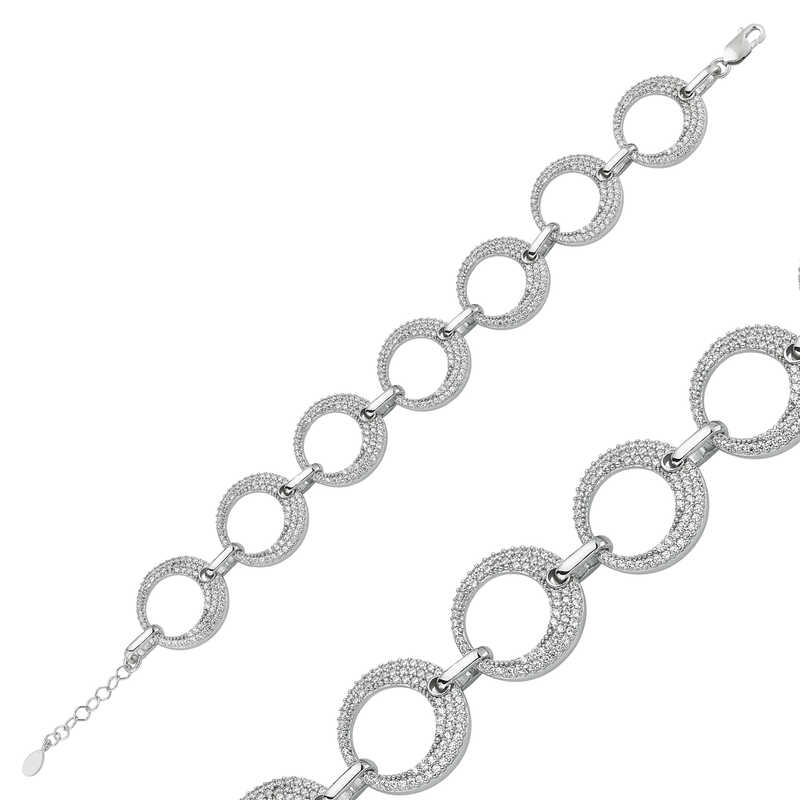 925 Ayar Gumus Tasli Halka Bileklik