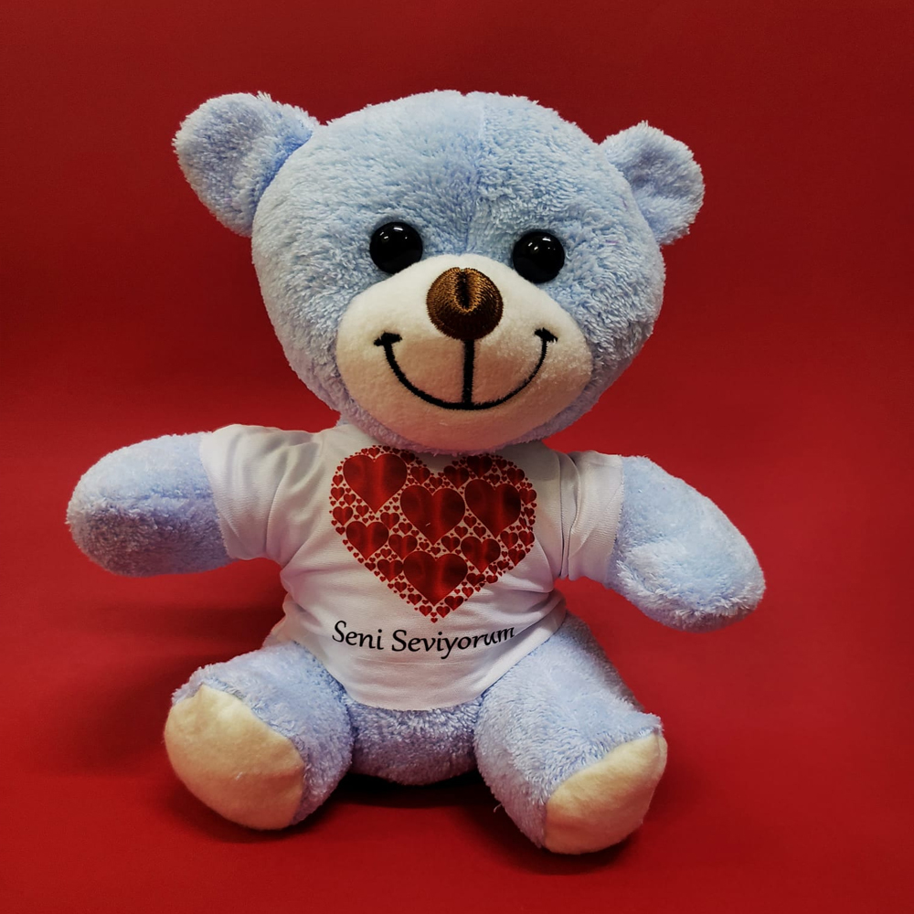 Seni Seviyorum Yazili Tisortlu Ayicik